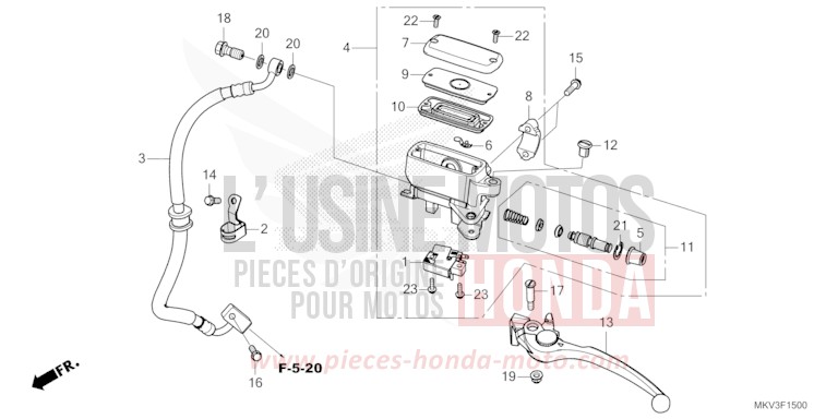 REAR BRAKE MASTER CYLINDER for Forza 750 CANDY CHROMOSPHERE RED (R381) from 2021